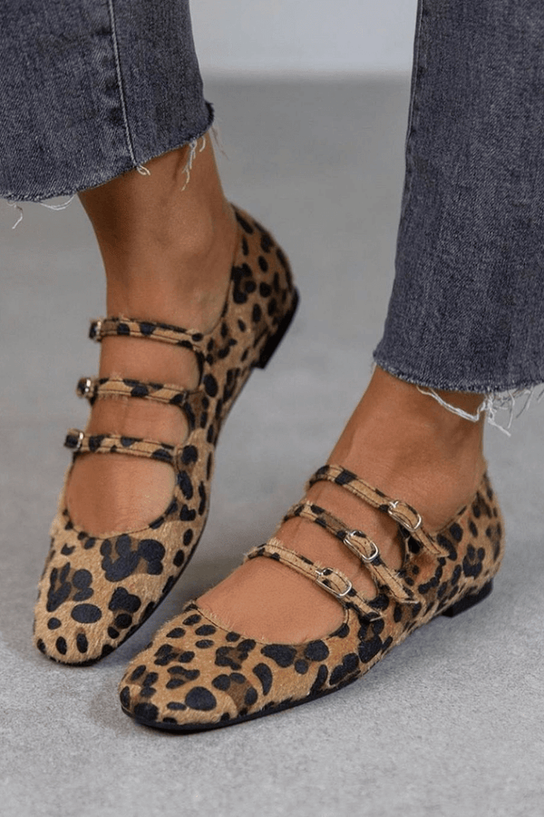 Morlise | Leopard Buckle Flats