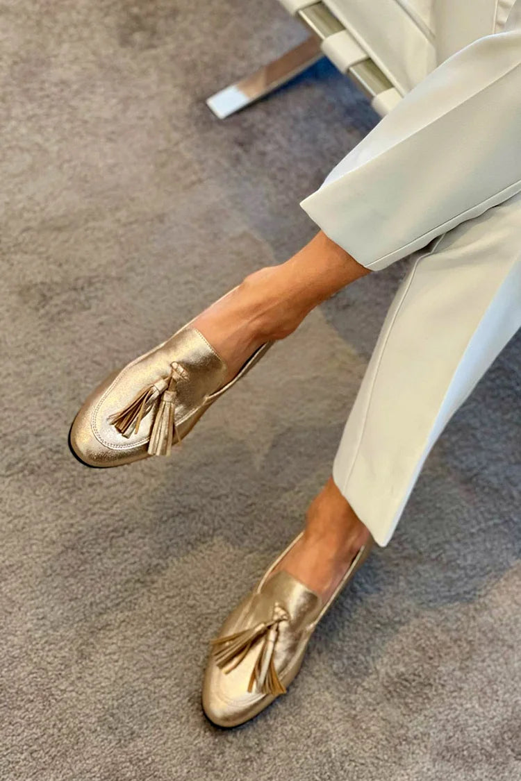 Aelissa | Gold Moccasin With Tassels