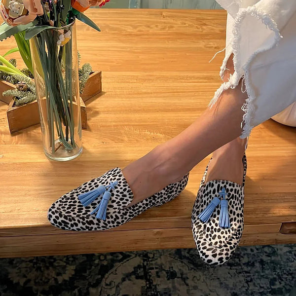 Zyrenna | Spotted Loafers With Blue Tassel