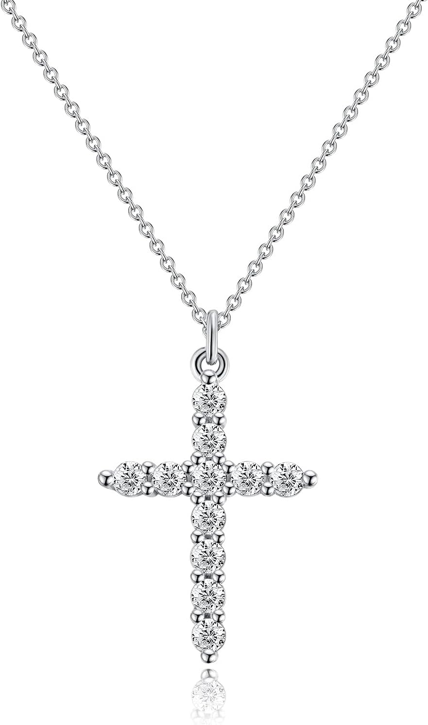 Robaice Cross Necklace for Women, 14K Gold Plated Crown Cross Pendant Necklace, Non-Tarnish Faith Jewelry for Women, Christian Religious Gifts
