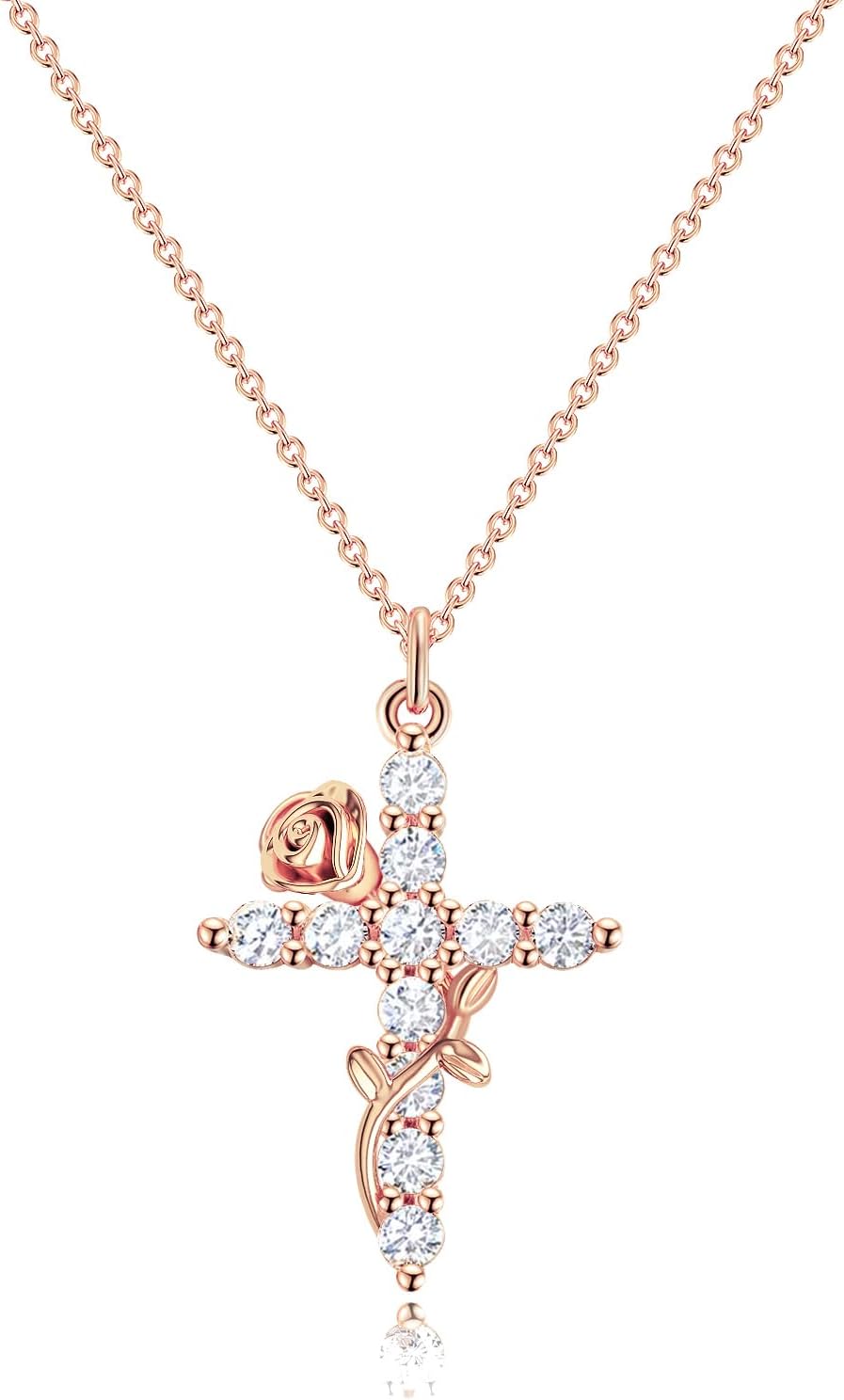C Flower Cross, Rose Gold