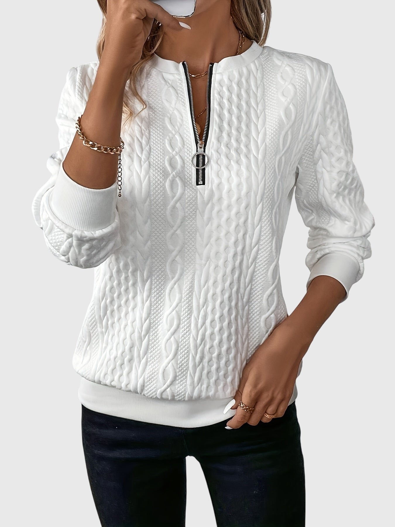 White Black Zipper / 2XL