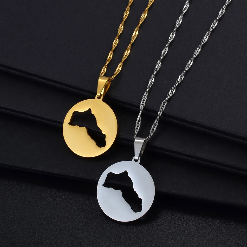 Anniyo Store Sieraden Ronde Koerdistan Hanger Kettingen Dames Koerdische RVS Sieraden # 237321