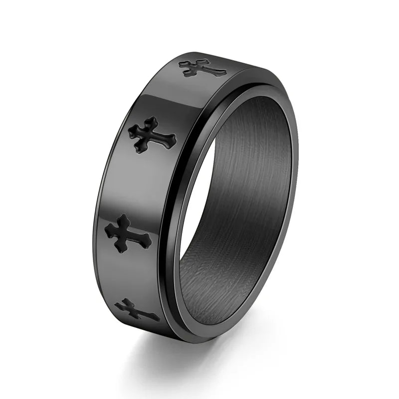 Roestvrijstalen fidget ringen voor mannen en vrouwen, anti-aanslag, angstreducerend, kruis spinner ring, trouwring, dagelijkse sieraden, cadeau