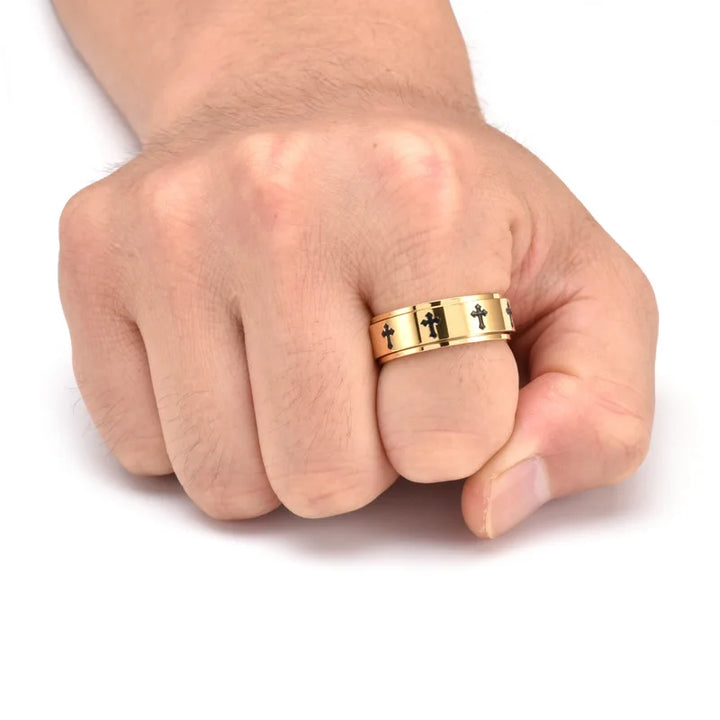 Roestvrijstalen fidget ringen voor mannen en vrouwen, anti-aanslag, angstreducerend, kruis spinner ring, trouwring, dagelijkse sieraden, cadeau