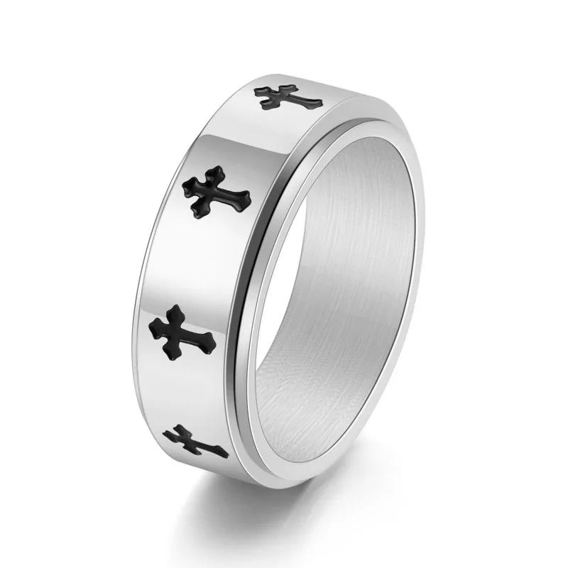 Roestvrijstalen fidget ringen voor mannen en vrouwen, anti-aanslag, angstreducerend, kruis spinner ring, trouwring, dagelijkse sieraden, cadeau