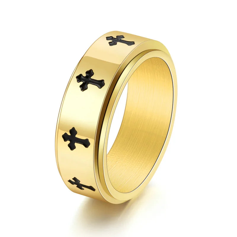 Roestvrijstalen fidget ringen voor mannen en vrouwen, anti-aanslag, angstreducerend, kruis spinner ring, trouwring, dagelijkse sieraden, cadeau