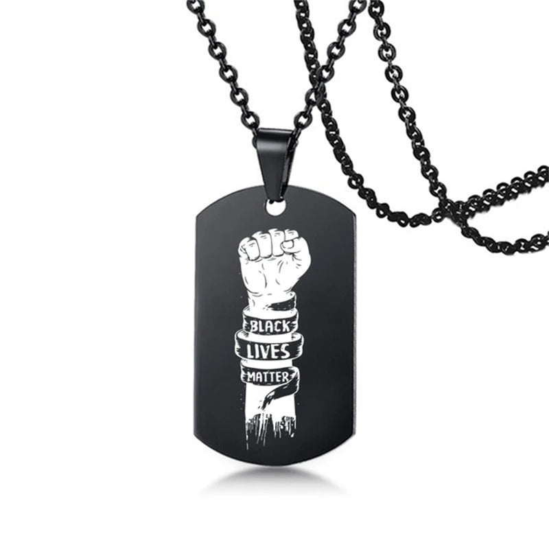 Vuist Zwart Leven Matter Ketting Hiphop Rvs Hanger Kettingen Afro Amerikaanse Protest Sieraden Accessoires