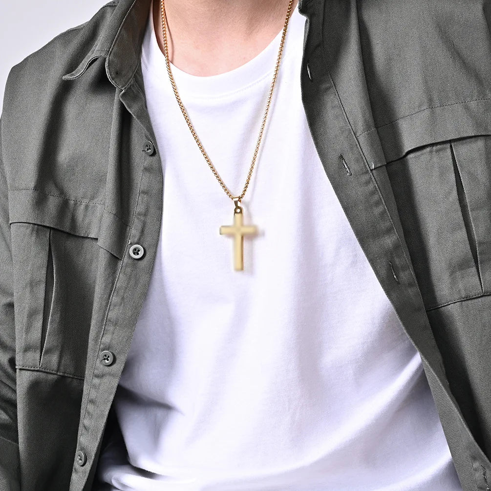 Titanium stalen kruisketting unisex trui ketting cadeau sieraden mode hanger goud zilver zwart kleuropties