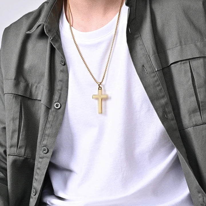 Titanium stalen kruisketting unisex trui ketting cadeau sieraden mode hanger goud zilver zwart kleuropties