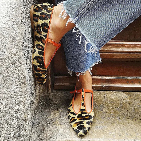Saelira | Leopard T-Strap Flats