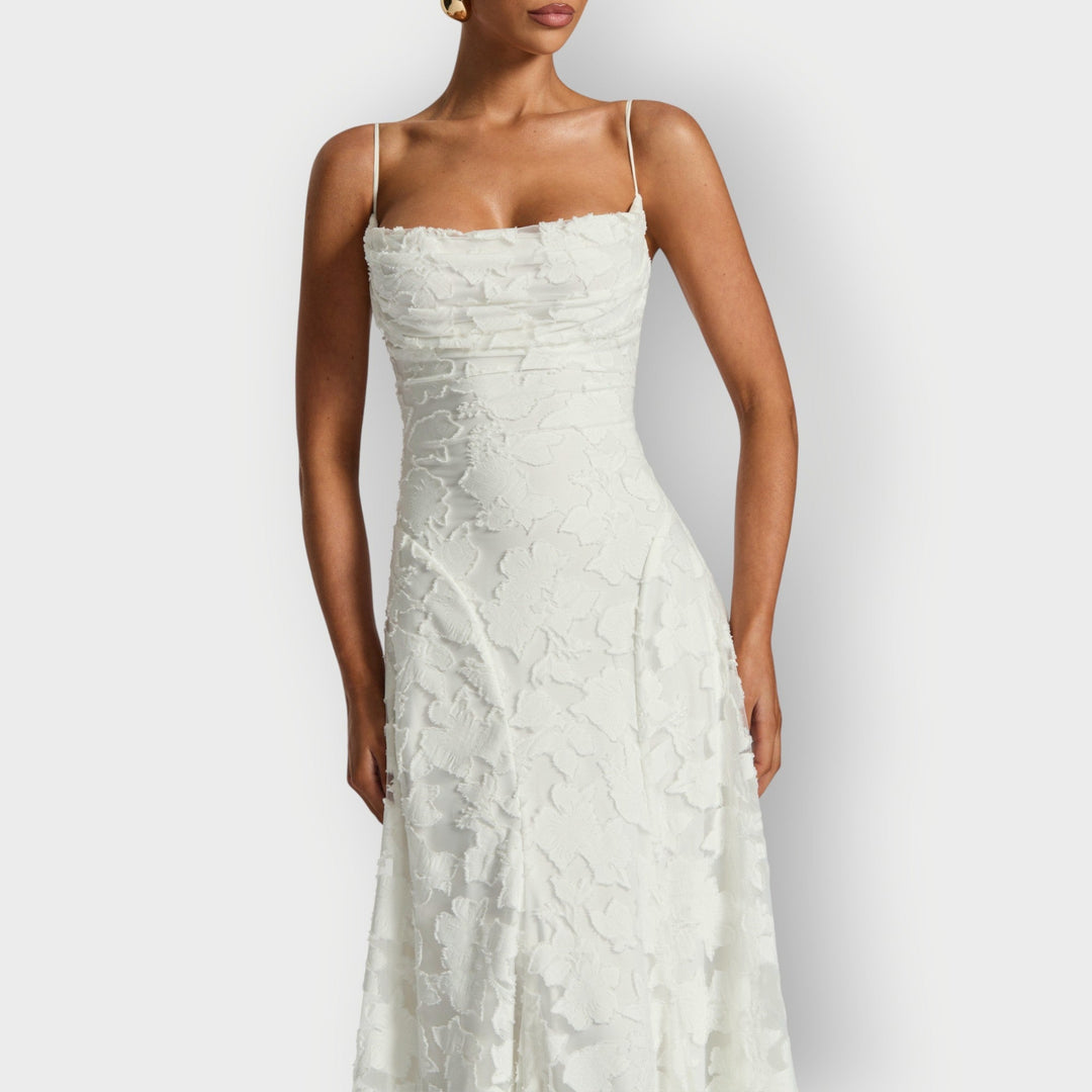 Maevira | Elegant Strapless Floral Evening Velvet Gown